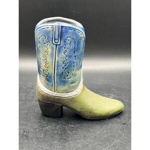 Jeremy Diller Raku Pottery Cowboy Boot Vase/Planter-Signed-Mexico Southwest 4.5"